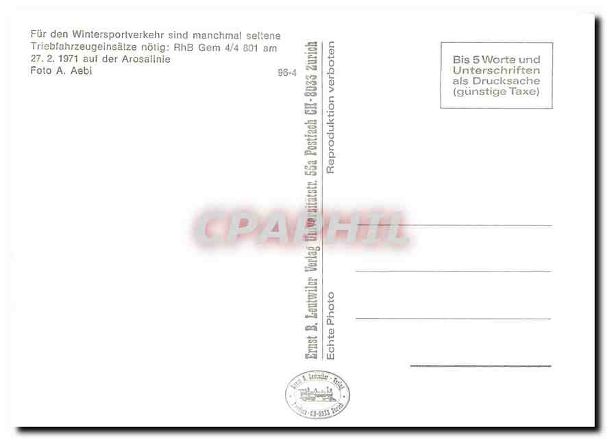 CPM Fuer den Wintersportverkehr sind nachmal seltene Triebfahrzeugeinsaetze noetig: RhB Gem 4/4 801  — Verso
