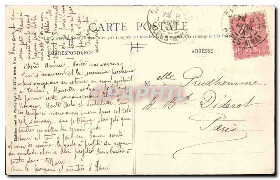 Cote d'Azur - Cannes - Vieux Chateau St Honorat - Iles de Lerins - CPA  — Verso