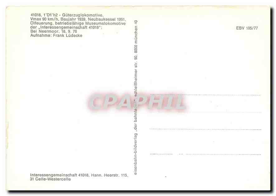 CPM 41018  1'D1'h2 Guterzuglokomotive — Verso