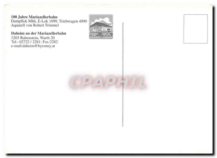 CPM 100 Jahre Mariazelierbahn — Verso