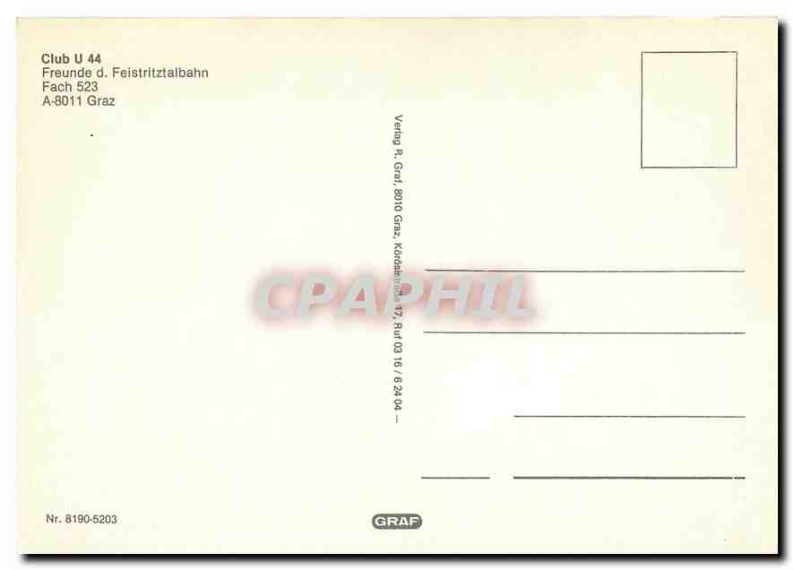CPM Club U 44 Freunde d. Feistritztalbahn Fach 523 A-8011 Graz — Verso
