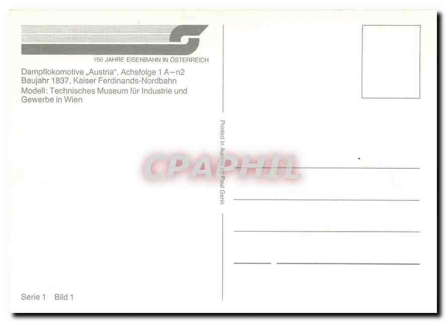 CPM Dampflokomotive Austria Achsfolge 1 A-n278.619  Achsfoige 3 C2t-h1 — Verso