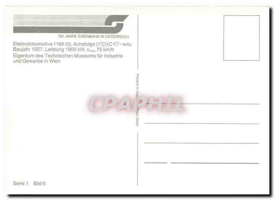 CPM Elektrolokomotive 1189.05 — Verso