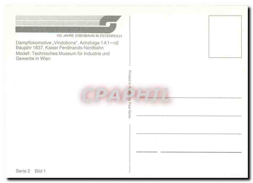 CPM Dampflokomotive Vindobona — Verso