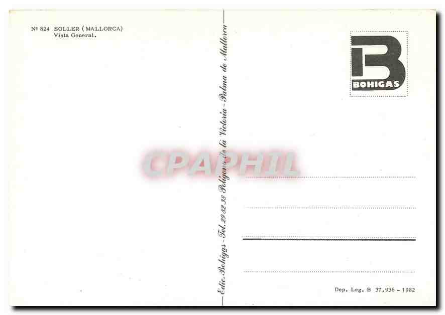 CPM N° 824 SOLLER (MALLORCA) — Verso