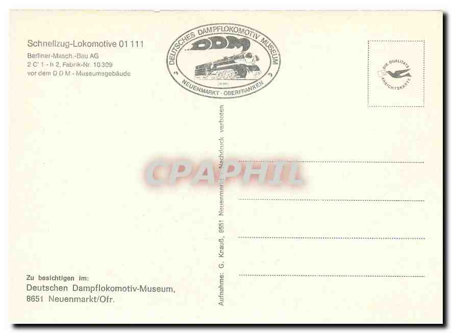 CPM Schnellzug-Lokomotive 01 111 — Verso