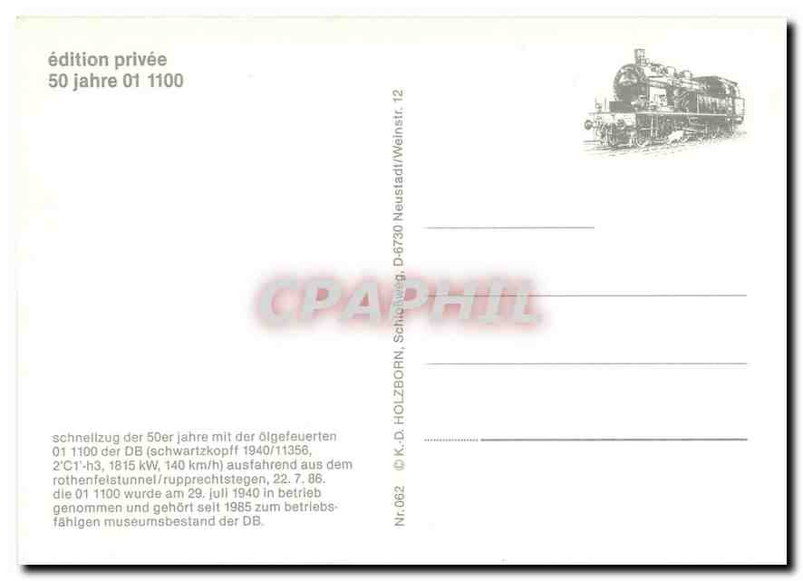 CPM schnellzug der 50er jahre mit der olgefeuerten Q1 1100okomotive 01 111 — Verso