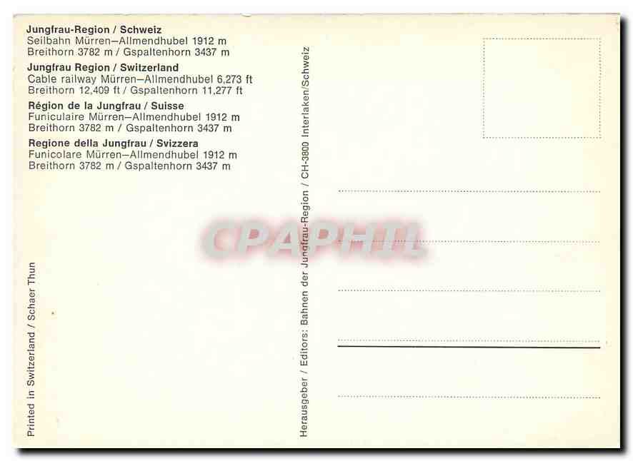 CPM Cable railway Murren-Allmendhubel — Verso
