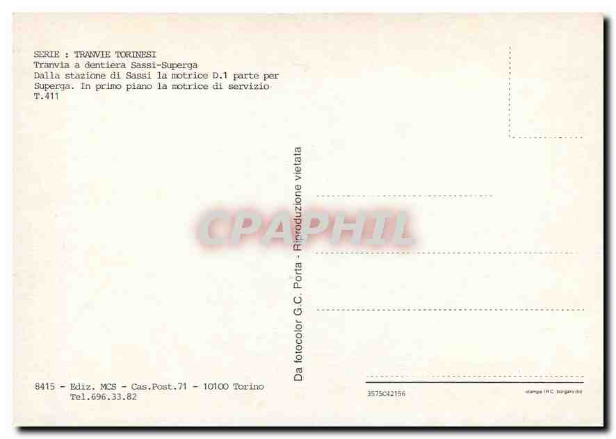 CPM Tranvia a dentiera Sassi-Superga — Back