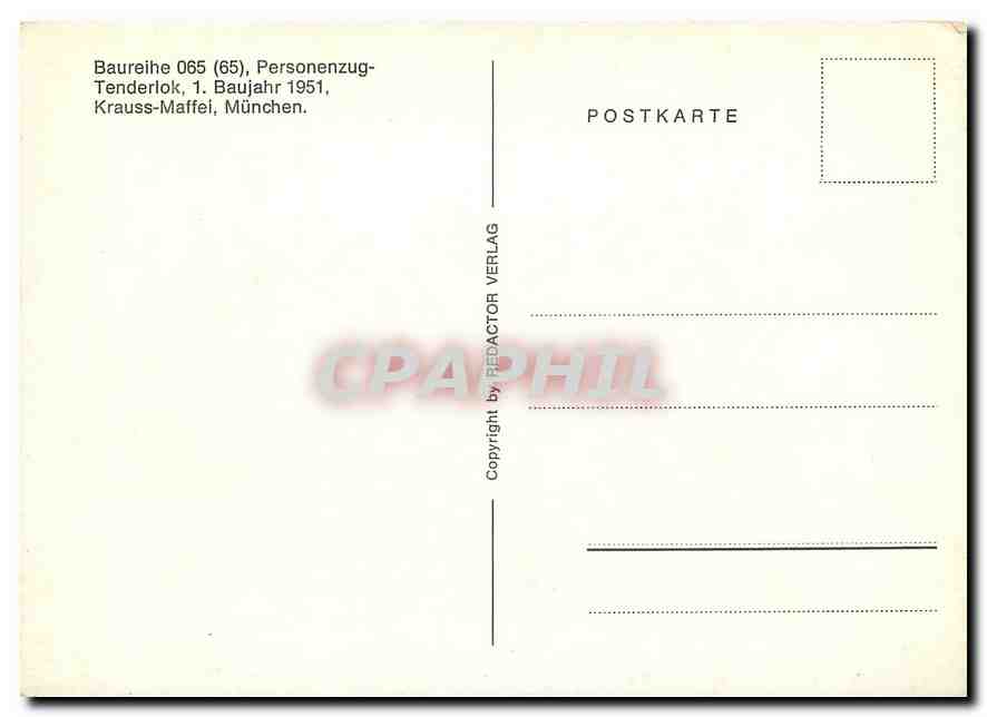 CPM Baureihe 065 Personenzug-Tenderlok Einheitsschnellzug-lokomotive — Verso