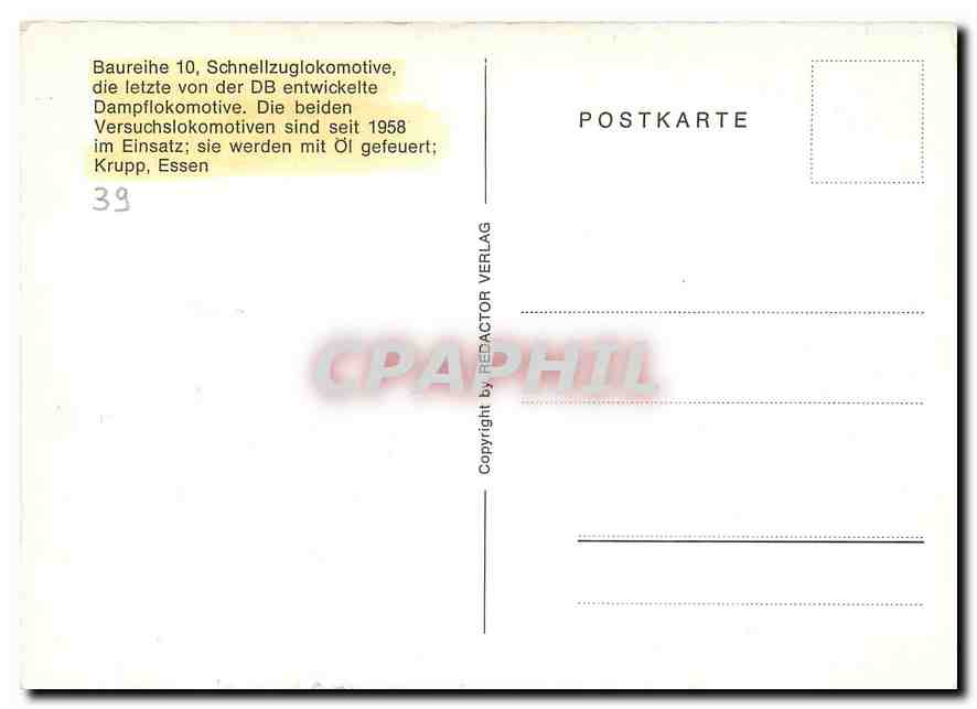 CPM Baureihe 10 Schnellzuglokomotive die letzte von der DB entwickelte Dampflokomotive — Verso