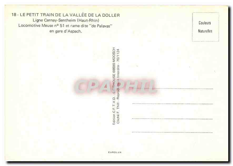 CPM Le petit train de la vallée de la Doller — Verso