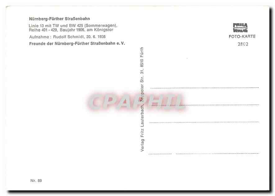 CPM Nuremberg-Further Stassenbahn — Verso