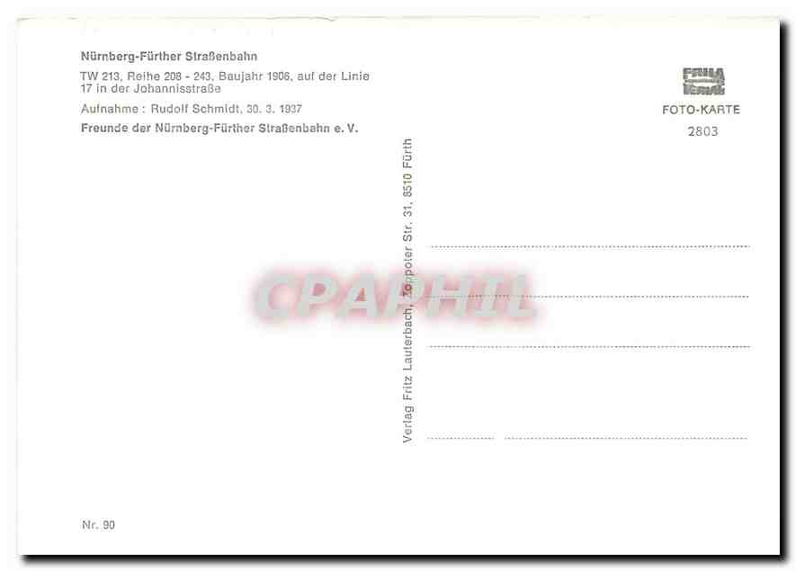 CPM TW 213 Reihe 208 - 243 — Verso