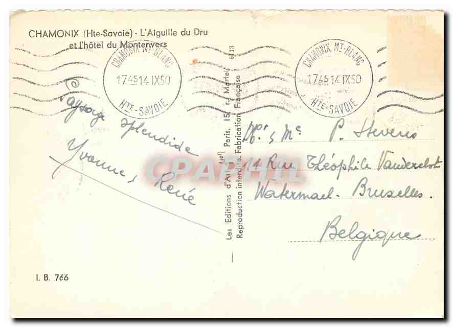 CPM CHAMONIX (Hte-Savoie) - L'Aiguille du Dru et l'hôtel du Montenvers — Verso
