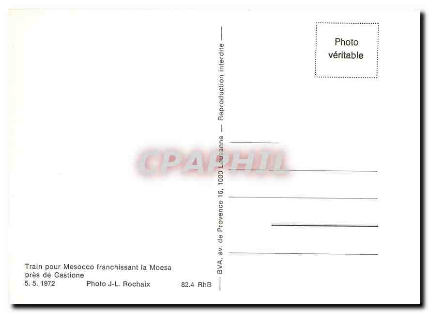 CPM Train pour Mesocco franchissant la Moesa près de Castione — Verso