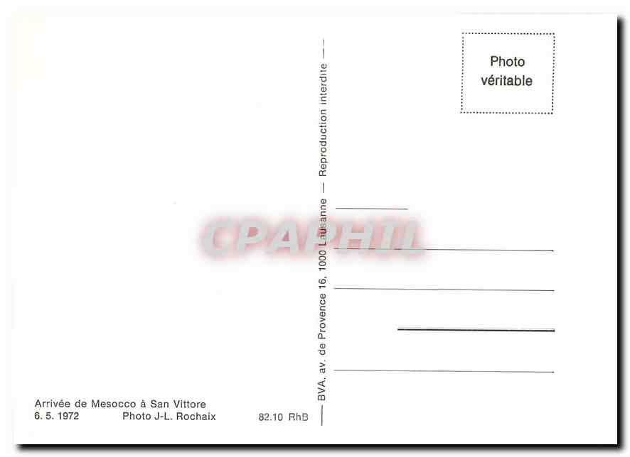 CPM Arrivée de Mesocco à San Vittore — Rückseite
