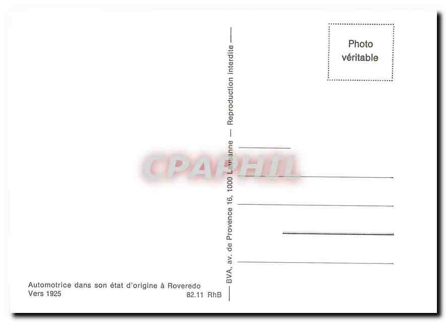 CPM Automotrice dans son état d'origine à Roveredo — Verso