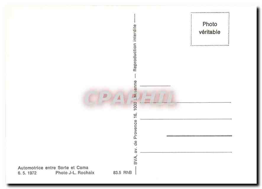 CPM automotrice entre Sorte et Cama — Verso