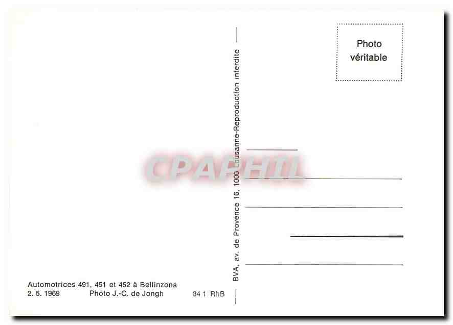 CPM Automotrice 491 451 et 452 à Bellinzona — Verso