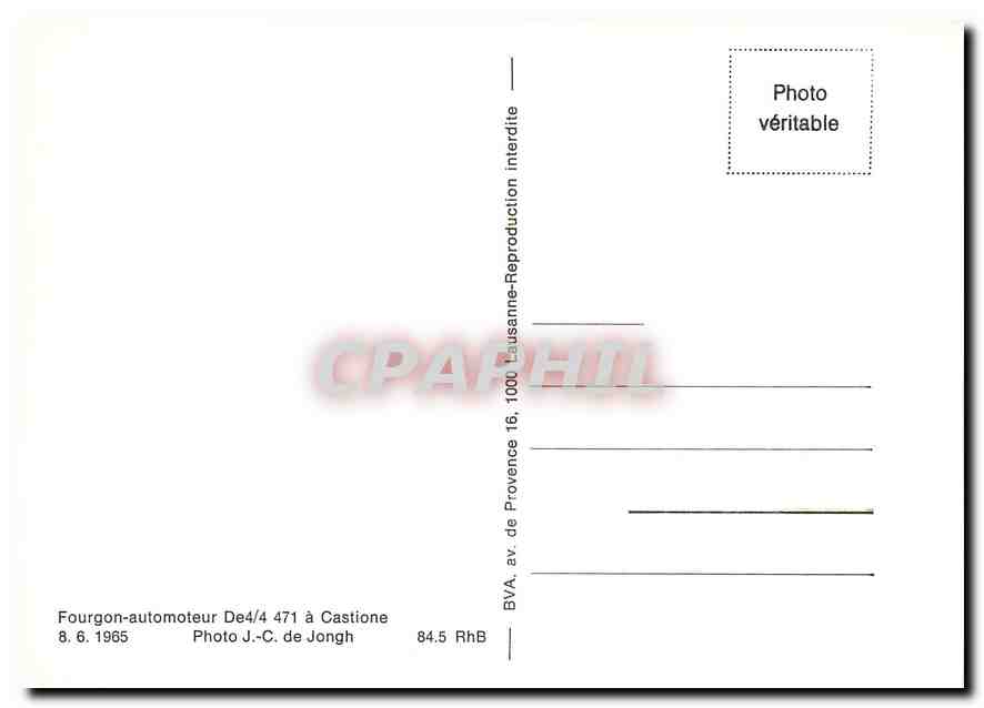 CPM Fourgon-automoteur De4/4 471 à Castione — Verso
