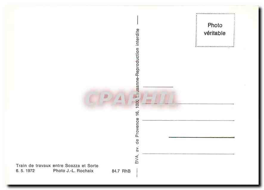 CPM Train dde travaux entre Soazza et Sorte — Verso
