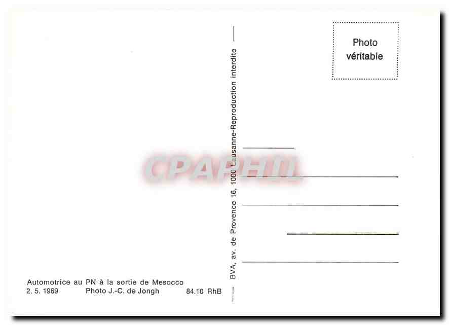 CPM Automotrice au PN à la sortie de Mesocco — Verso