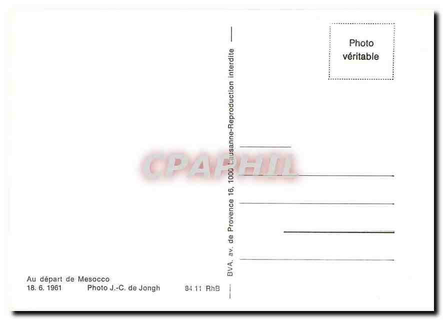 CPM Au départ de Mesocco — Verso