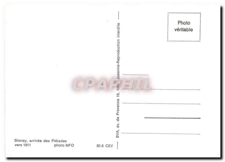 CPM Bionay arrivée des pleiades — Rückseite