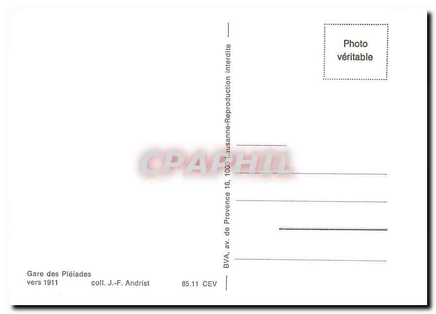 CPM Gare des pleiades — Verso