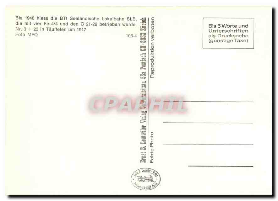 CPM Vertrauter Anbilick im Seeland wahrend Jahzehnten — Verso