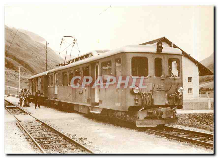 CPM Echte Bergbahnromantik ein neuer Pendelzug der Furka-Oberalp Bahn auf der Brucke uber der jungen