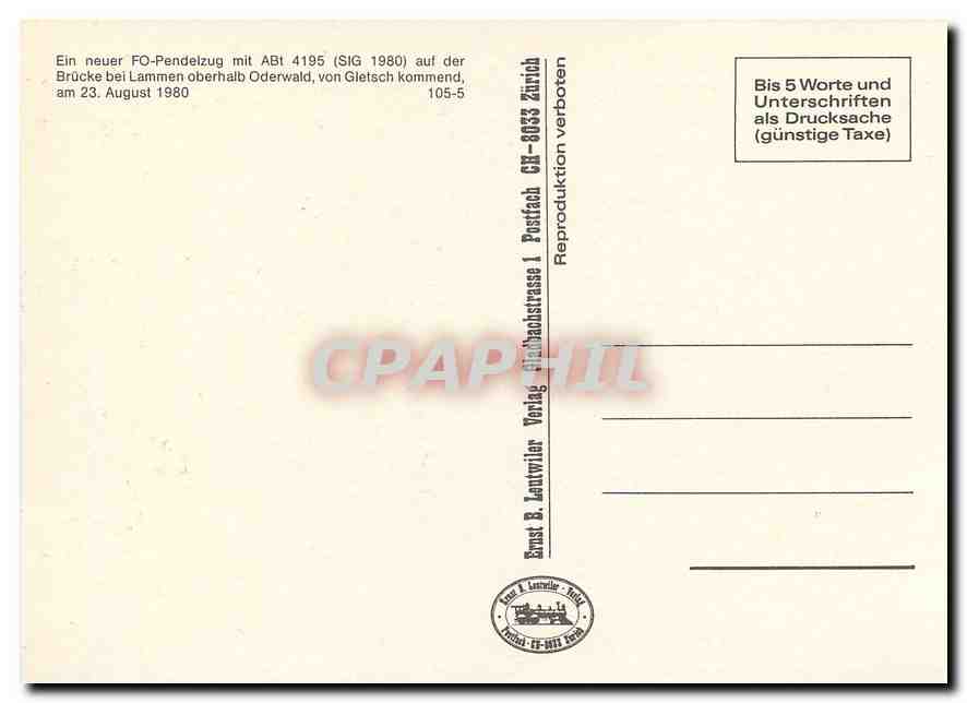 CPM Ein neuer FO-Pendeizug mit Abt 4196 — Verso