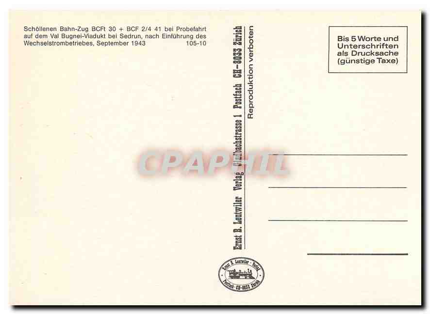 CPM Schollenen Bahn-Zug BCFt 30 + BCF 2/4 41 — Verso