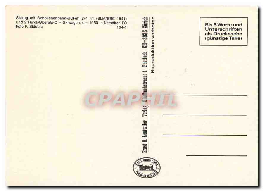 CPM Skizug  mit Schollenenbahn-bahn BCFeh 2/4 41 — Verso