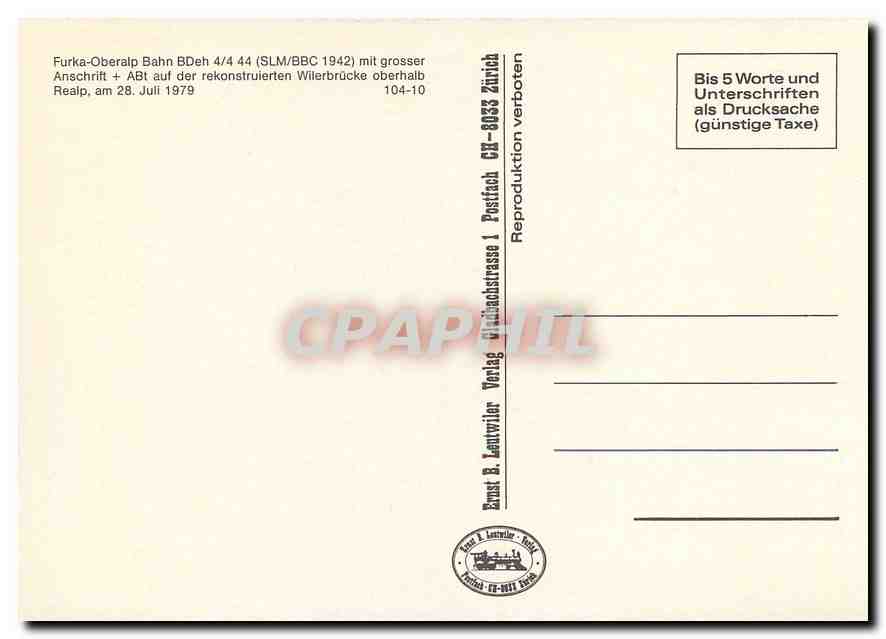 CPM Furka-Oberalp Bdeh 4/4 44 — Verso