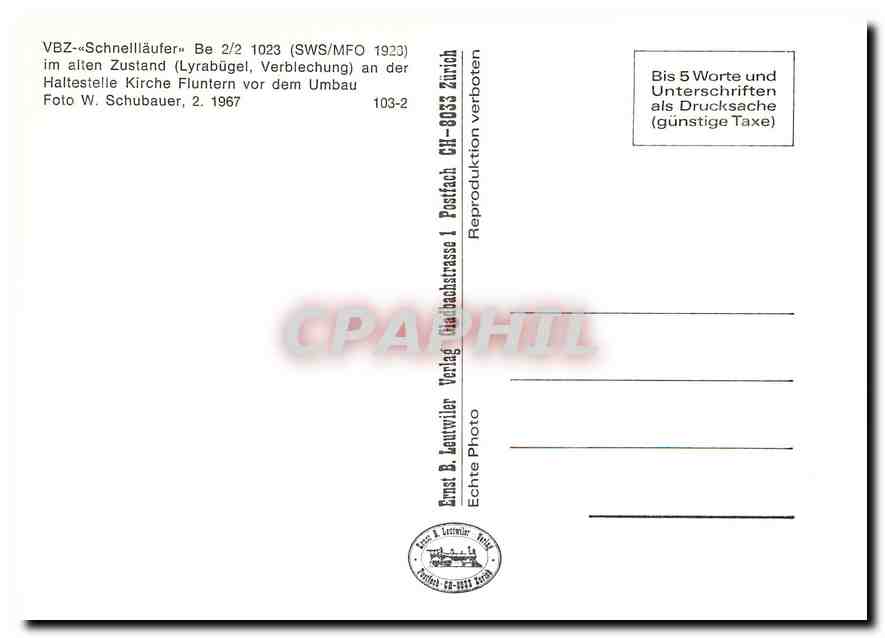 CPM VBZ Schneillaufer Be 2/2 1023 — Verso