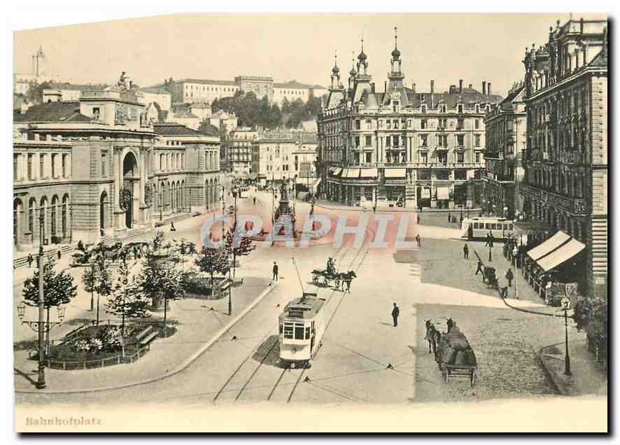 CPM Gemutliches Zurich 1902 Bahnhofplatz mit imposanterm Du Nord-Haus