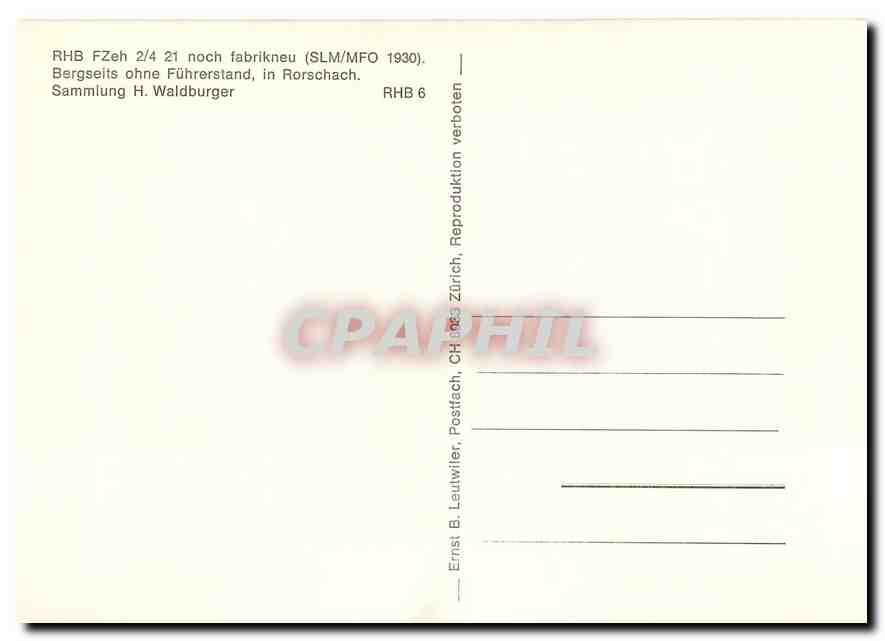 CPM RHB Fzeh 2/2 21 noch fabriknew (SLM/MFD 1900) Bergseits Ohne Furhrestand in Rorschach — Verso
