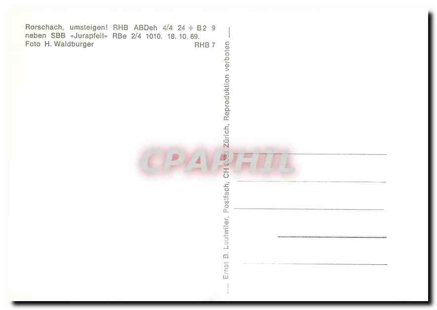 CPM Rirschach umsteigen RHB ABDeh 4/4 23 + B2 9 neben SBB Jurapfeil Rbe 2/4 1010 — Verso