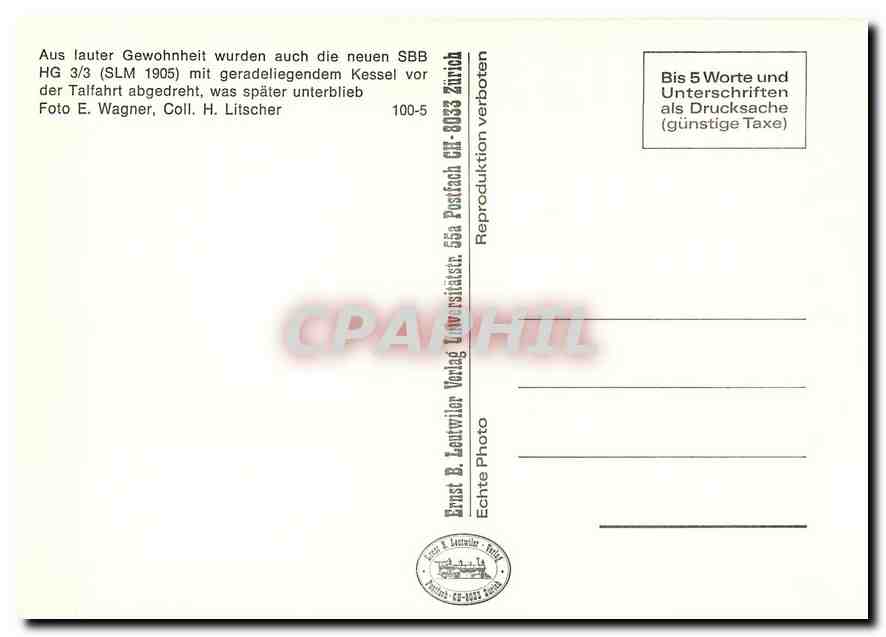 CPM 957 Brunig Neue Berg-Lokomotive — Verso