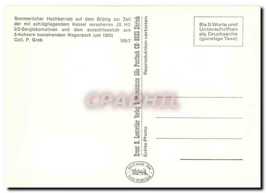 CPM Sommerlicher Hochbetrien auf dem Brunig zur Zeit der mit schragliegendem Kessel verseheren JS HG — Verso