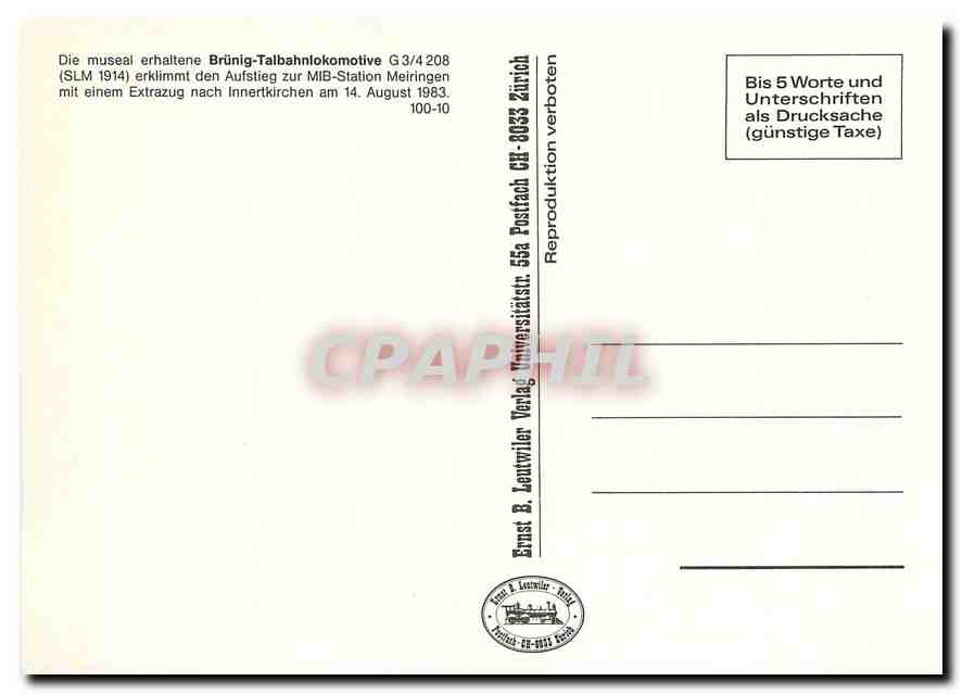 CPM Die museal erhalterne Brunig-Talbahnlokomotive G 3/4 208 — Verso