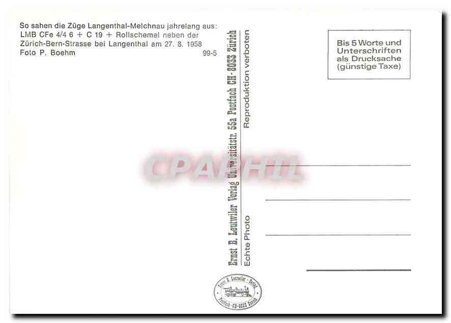 CPM So sahen die Zuge Langenthal-Melchanau jahrelang aus LMB Cfe 4/4 6+ C19+ Rollschemel neben der Z — Verso