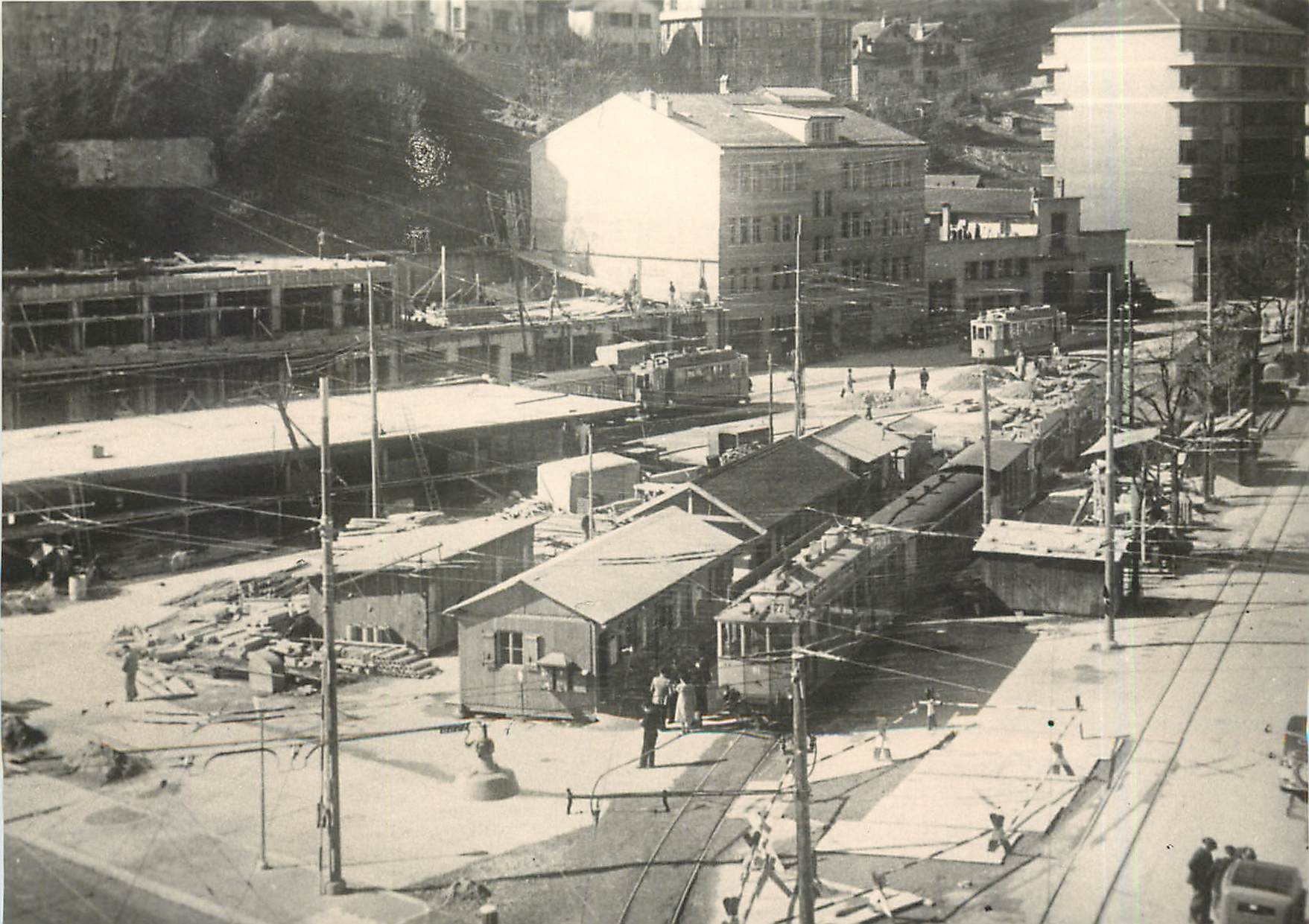 CPM Station du tunnel en transformation.C'était l'origine des lignes du Jorat et de Monheron  1950.C