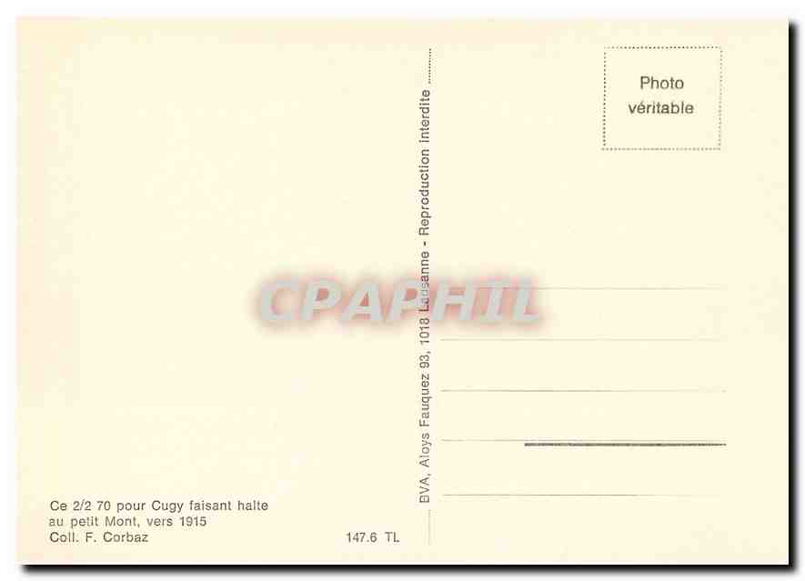 CPM Ce 2/2 70 pour Cugy fisant halte au petit Mont  vers 1915. Coll.F.Corbaz — Verso