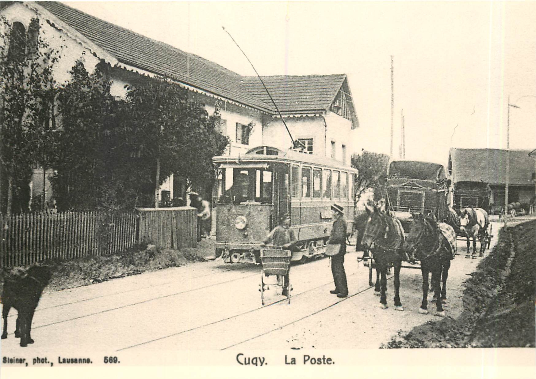 CPM Automotrice Ce 2/4 43 pour Montheron devant la poste de Cugy  vers 1910 Coll. Dalimier