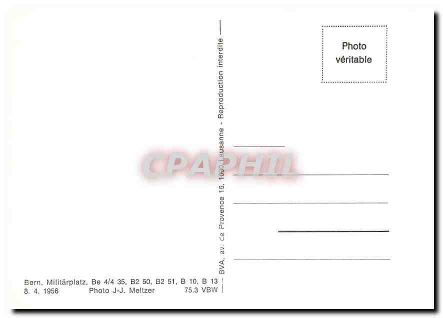 CPM Bern Militarplatz  be 4/4 35   B2 51  B2 50  B10photo J-J Meltzer — Verso