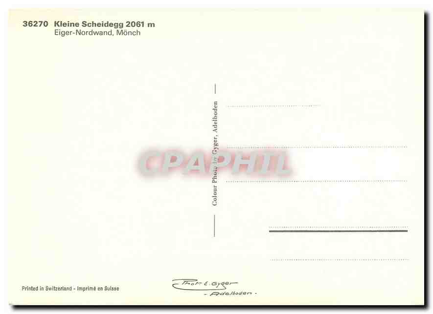 CPM 36270 Kleine Scheidegg 2061m Eiger-Nordwand Monch — Verso