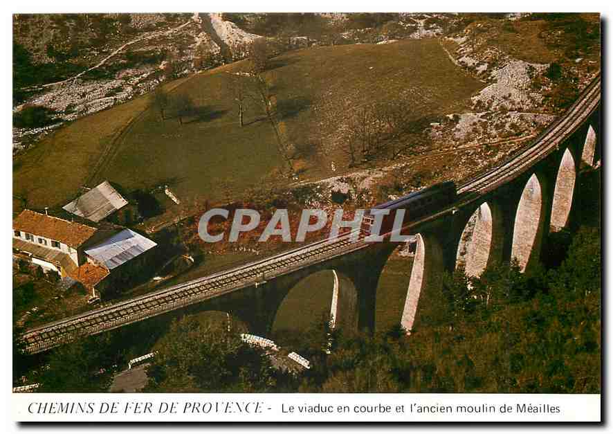 CPM CHEMINS DE FER DE PROVENCE -Le viaduc en courbe et l'ancien moulin de Méailles